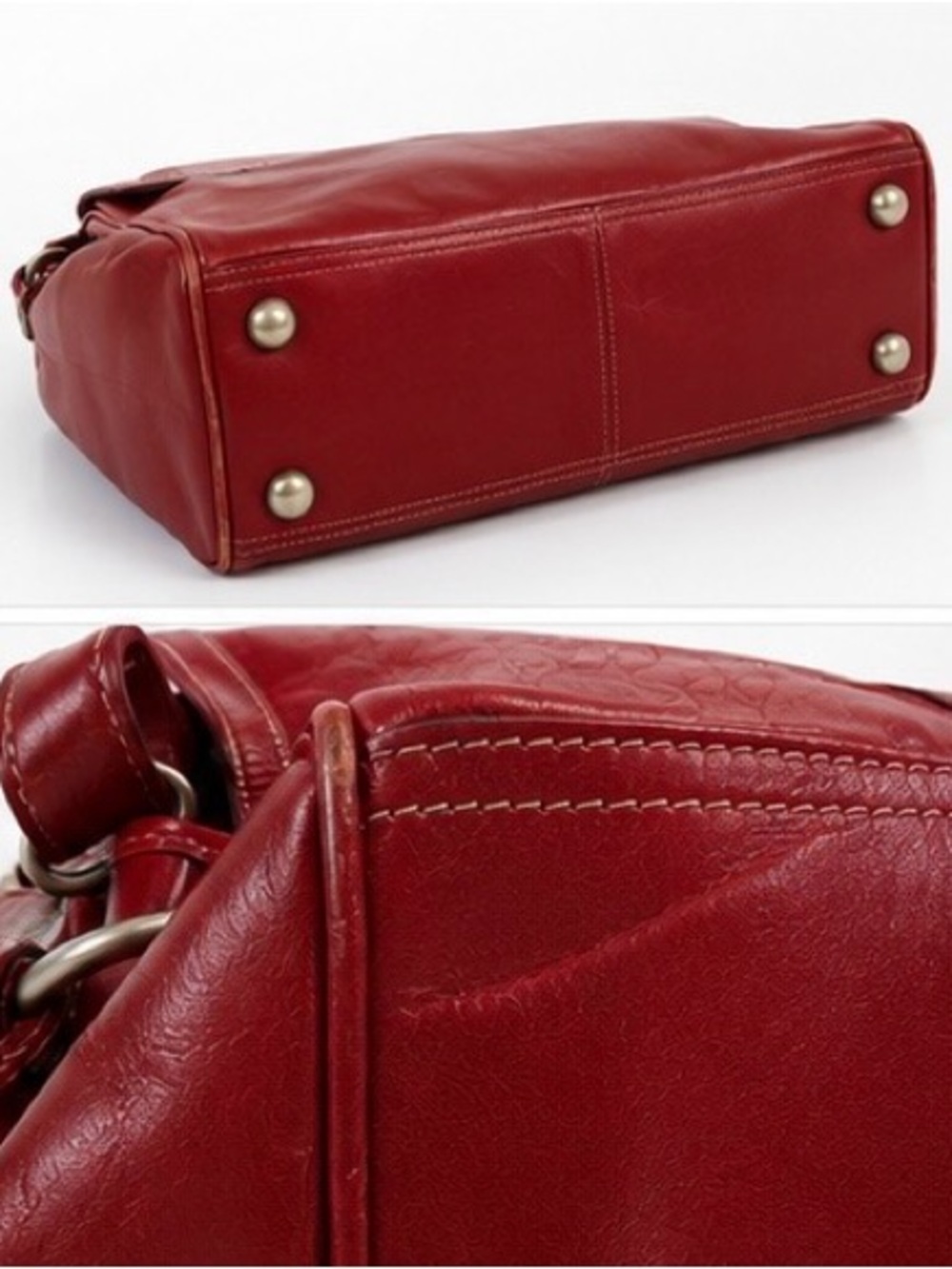 Fossil Red Leather Satchel Shoulder Bag | Genuine Leather - Picture 4 of 6